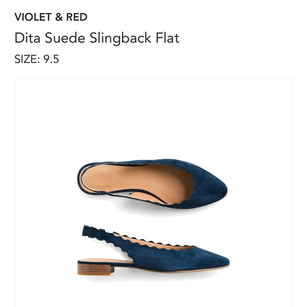 Violet & Red sling back flats, size 9.5